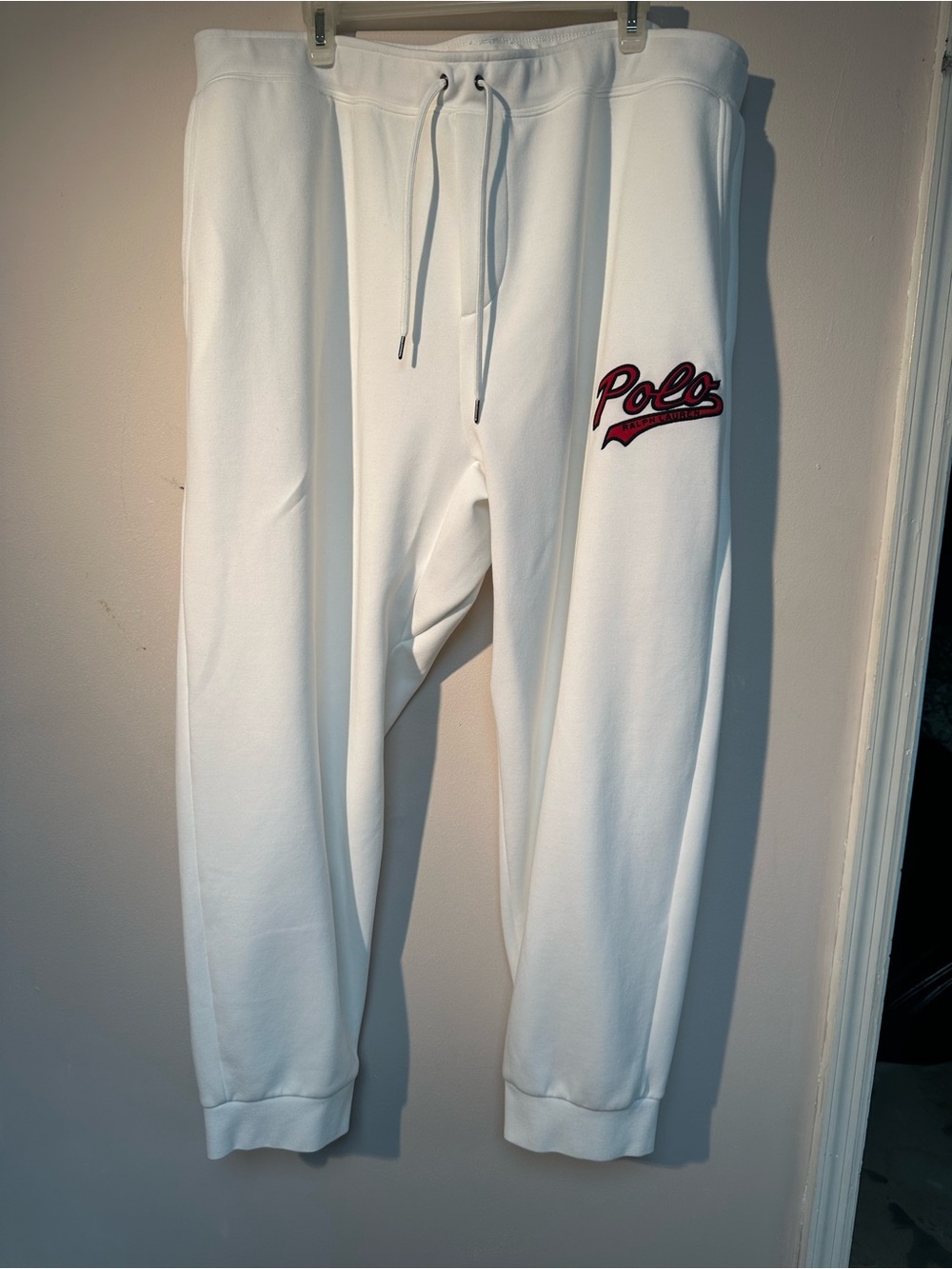 Polo by Ralph Lauren White Sweatpants with Red Script Logo